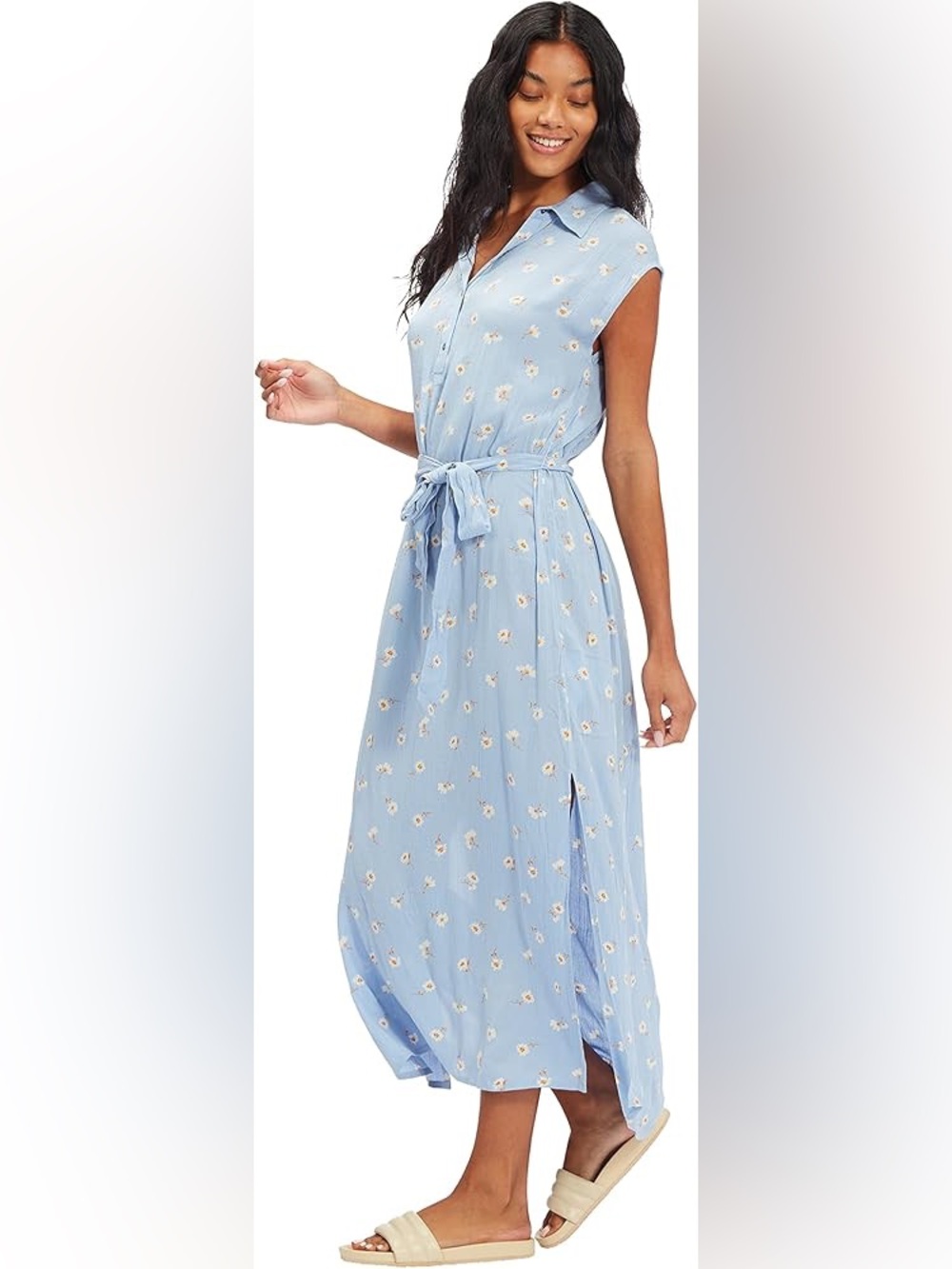 Billabong Lovely Ways Floral Midi Dress S Blue